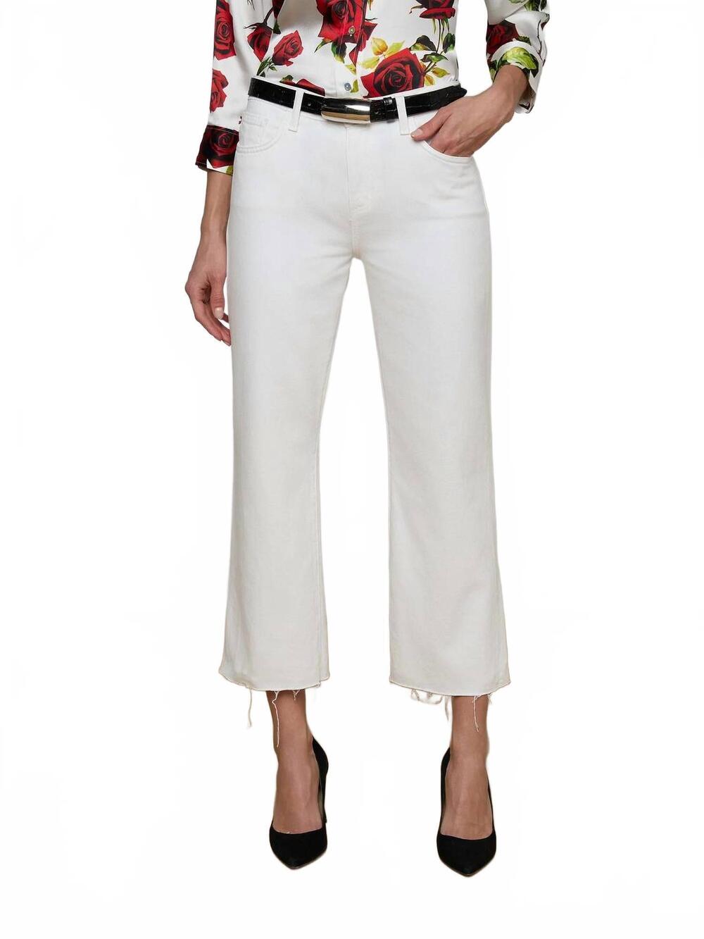 NEW L'AGENCE wanda high crop wide leg jean in blanc